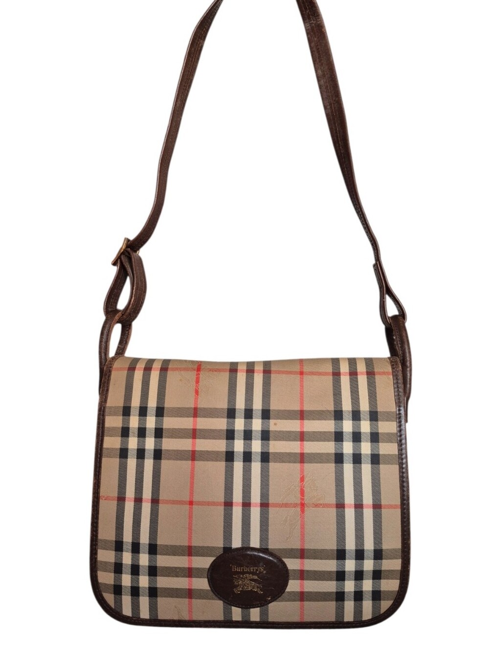 Vintage Burberrys Haymarket Check Pattern Shoulder Bag